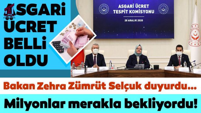 2021 yılı asgari ücret rakamı belli oldu